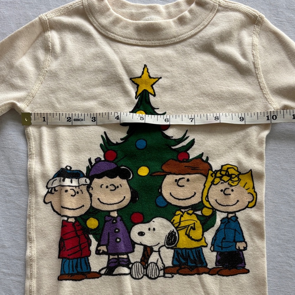 Hanna Andersson x Peanuts Christmas Kids Pajama Set - Cream and Green - Picture 8 of 9
